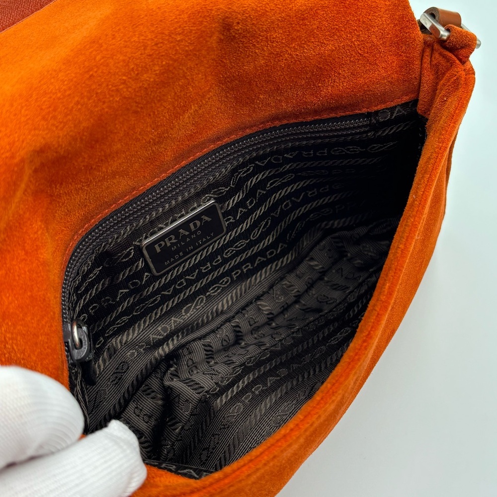Prada Burnt Orange Patent & Suede Shoulder Bag - Picture 7 of 9